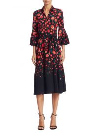 Lela Rose Floral-Print Bell-Sleeve Dress  at Saks Fifth Avenue